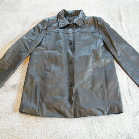 Women Leather Jacket Coat Size Large from Colebrook co - light scuff marks - Picture 4 of 7